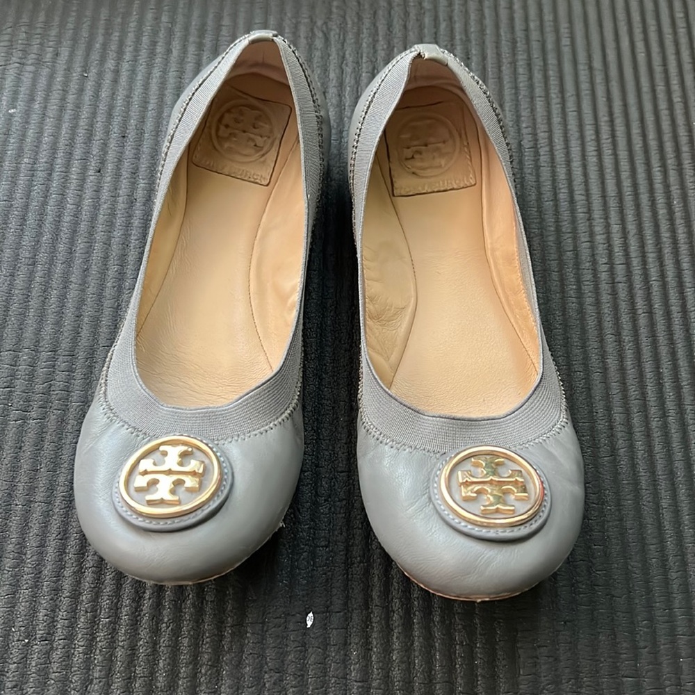 Tory Burch Caroline 2 Leather Ballet Flats Grey - image 5